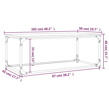 Tavolino Grigio Sonoma 102x50x40cm in Legno Multistrato e Ferro - homemem39