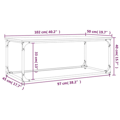 Tavolino Rovere Marrone 102x50x40 cm Legno Multistrato e Ferro - homemem39