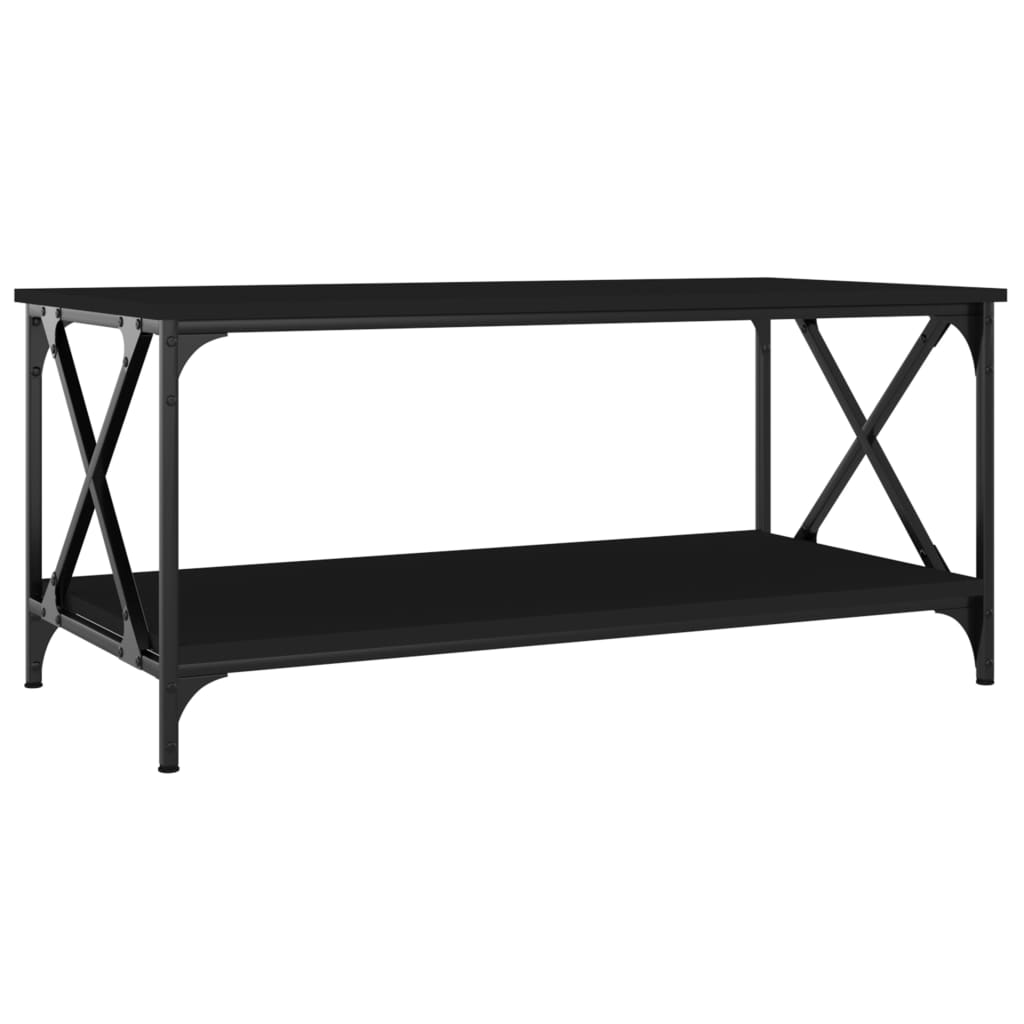 Tavolino da Salotto Nero 100x50x45 cm Legno Multistrato e Ferro - homemem39