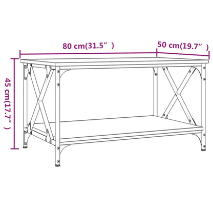 Tavolino da Salotto Nero 80x50x45 cm Legno Multistrato e Ferro - homemem39