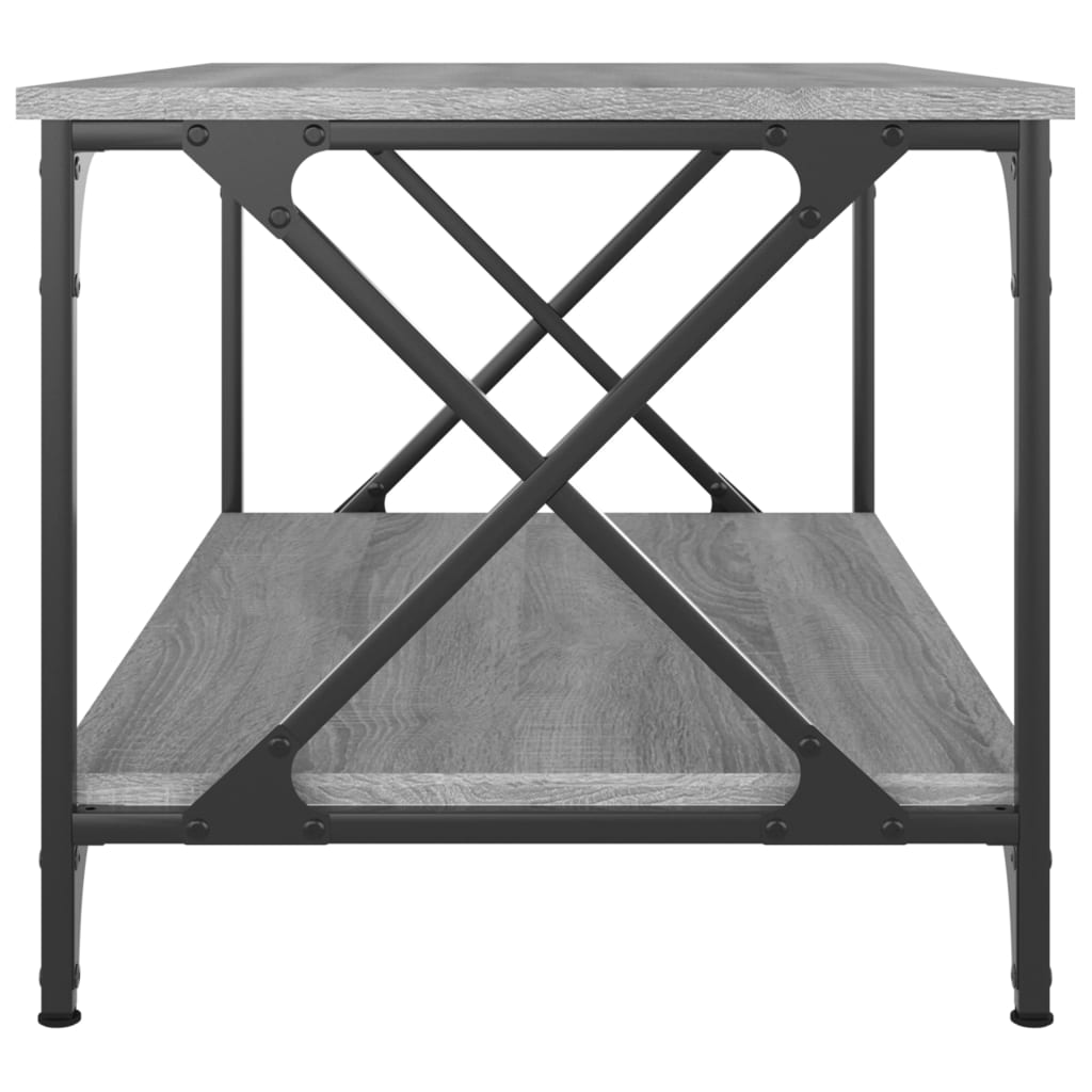 Tavolino Grigio Sonoma 80x50x45 cm in Legno Multistrato e Ferro - homemem39