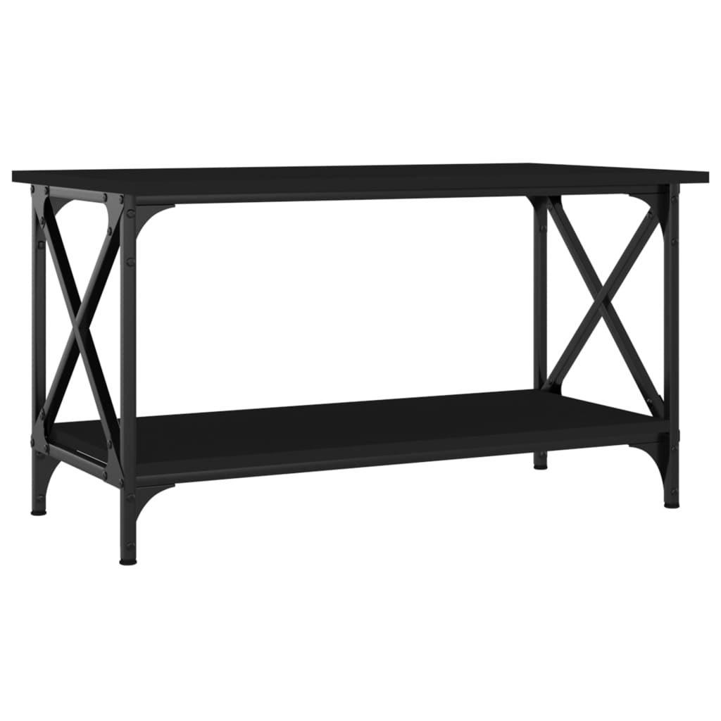 Tavolino da Salotto Nero 80x45x45 cm Legno Multistrato e Ferro - homemem39