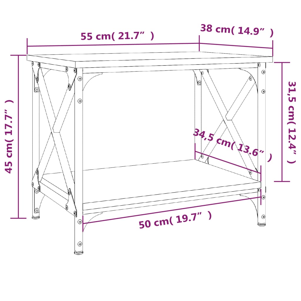 Tavolino da Salotto Rovere Fumo 55x38x45 cm Legno Multistrato - homemem39