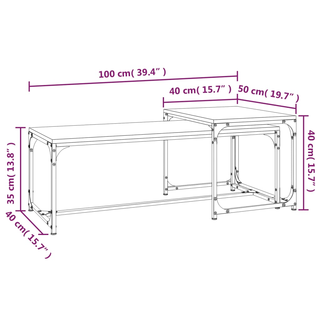 Tavolini da Salotto 2 pz Rovere Marrone in Legno Multistrato - homemem39