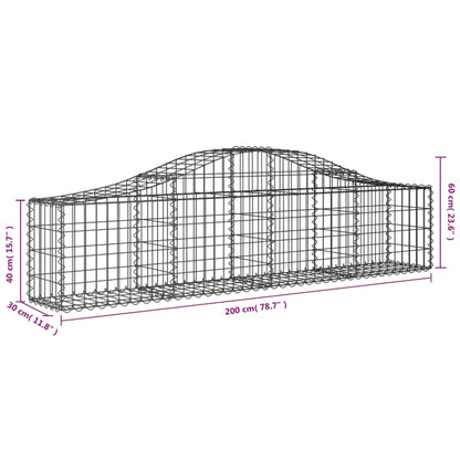 Cesti Gabbioni ad Arco 2 pz 200x30x40/60 cm Ferro Zincato - homemem39