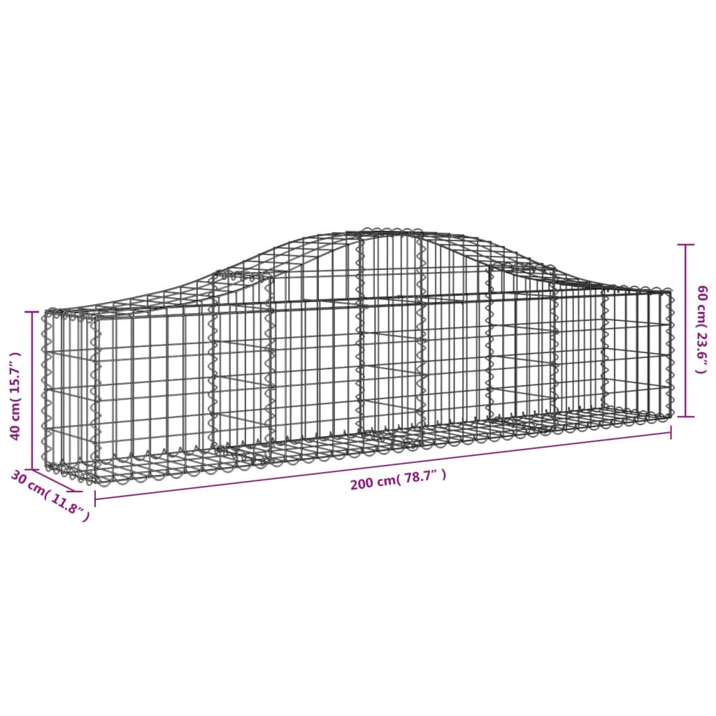 Cesti Gabbioni ad Arco 4 pz 200x30x40/60 cm Ferro Zincato - homemem39