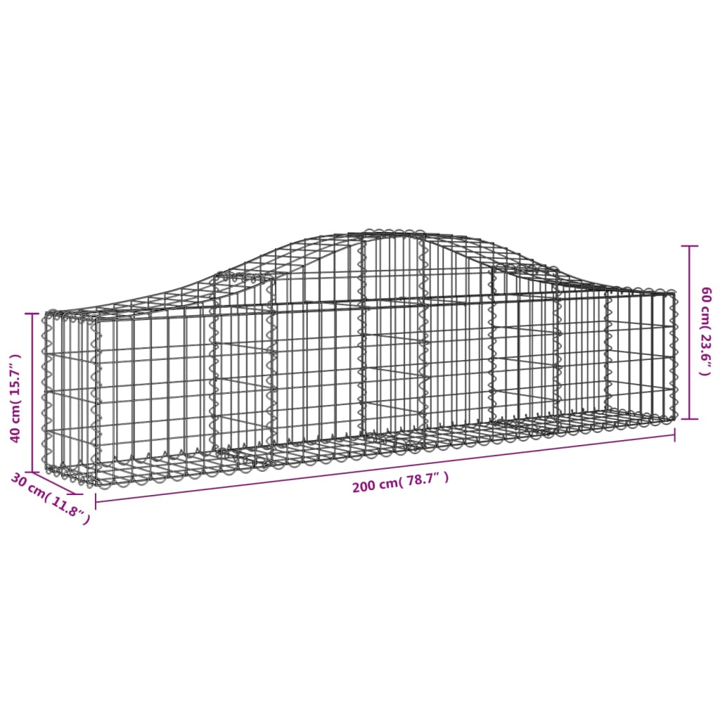 Cesti Gabbioni ad Arco 5 pz 200x30x40/60 cm Ferro Zincato - homemem39