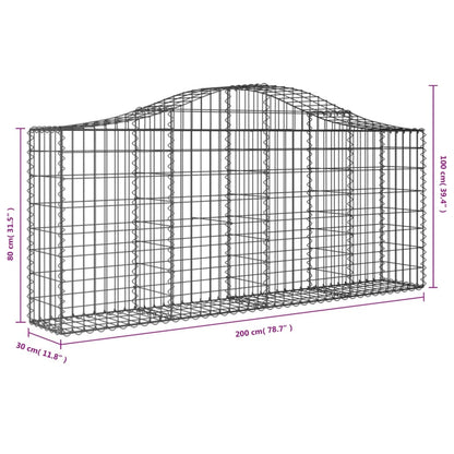 Cesti Gabbioni ad Arco 2 pz 200x30x80/100 cm Ferro Zincato - homemem39