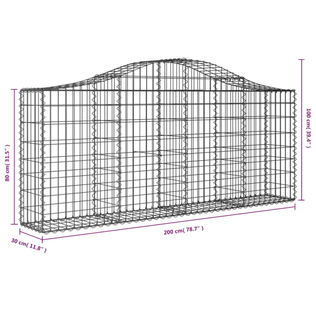 Cesti Gabbioni ad Arco 3 pz 200x30x80/100 cm Ferro Zincato - homemem39