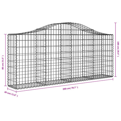 Cesti Gabbioni ad Arco 6 pz 200x30x80/100 cm Ferro Zincato - homemem39