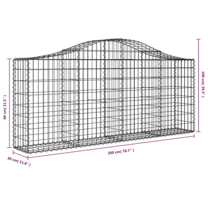 Cesti Gabbioni ad Arco 15 pz 200x30x80/100 cm Ferro Zincato - homemem39