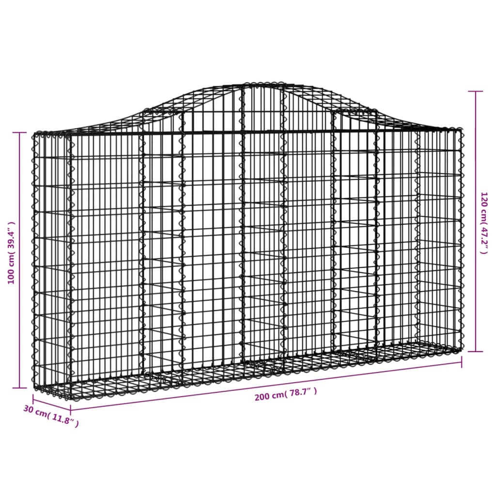 Cesti Gabbioni ad Arco 4 pz 200x30x100/120 cm Ferro Zincato - homemem39