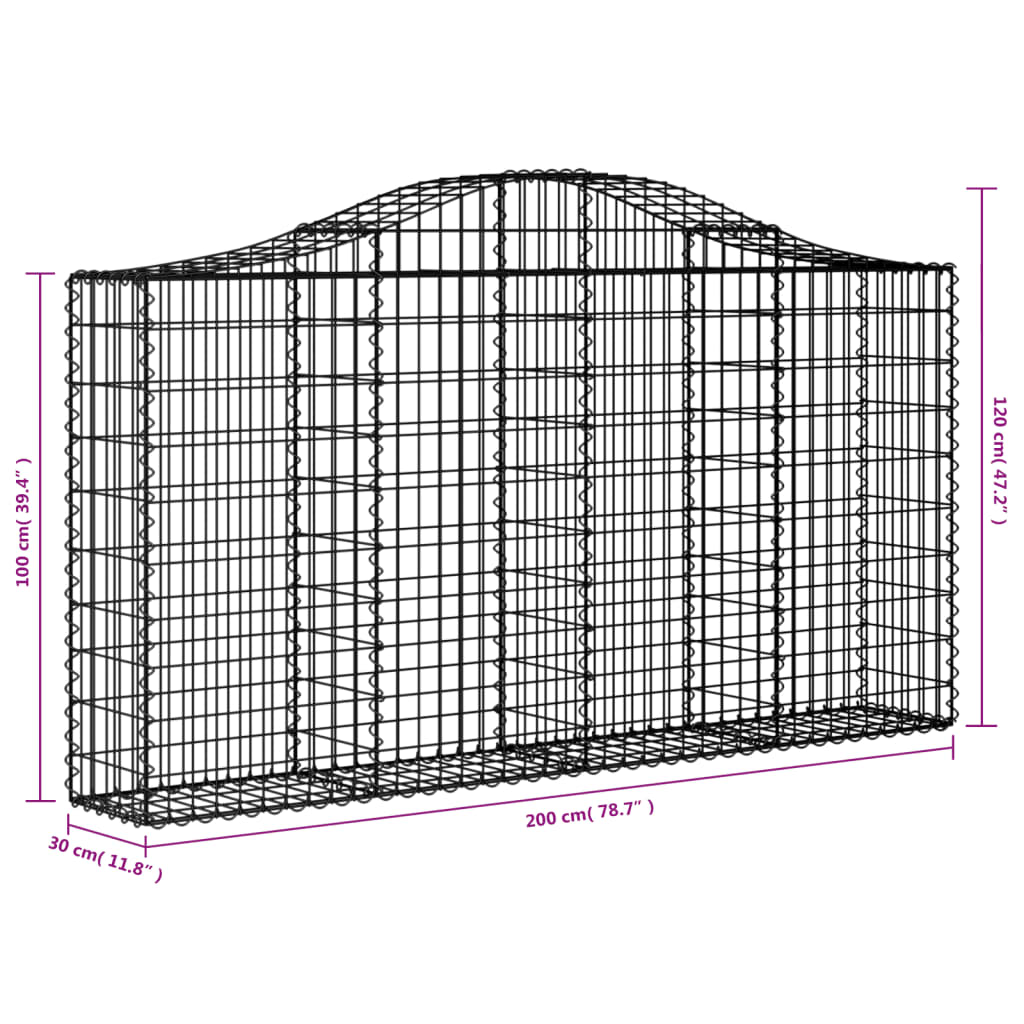 Cesti Gabbioni ad Arco 9 pz 200x30x100/120 cm Ferro Zincato - homemem39