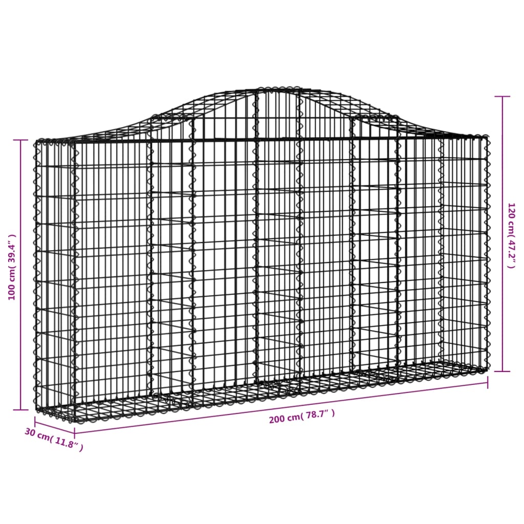 Cesti Gabbioni ad Arco 20 pz 200x30x100/120 cm Ferro Zincato - homemem39