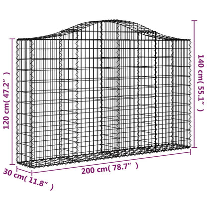 Cesti Gabbioni ad Arco 4 pz 200x30x120/140 cm Ferro Zincato - homemem39