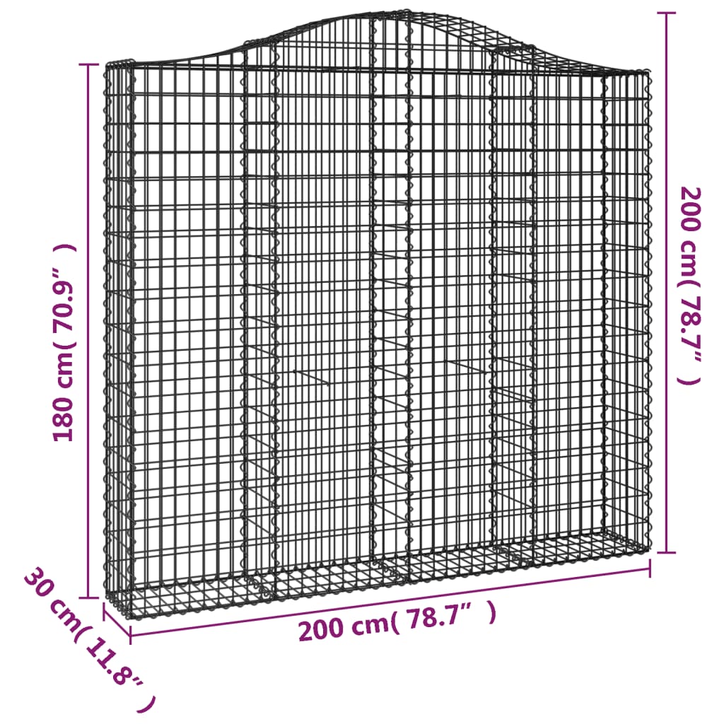 Cesti Gabbioni ad Arco 4 pz 200x30x180/200 cm Ferro Zincato - homemem39