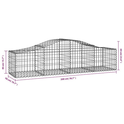 Cesti Gabbioni ad Arco 4 pz 200x50x40/60 cm Ferro Zincato - homemem39