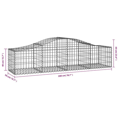 Cesti Gabbioni ad Arco 9 pz 200x50x40/60 cm Ferro Zincato - homemem39