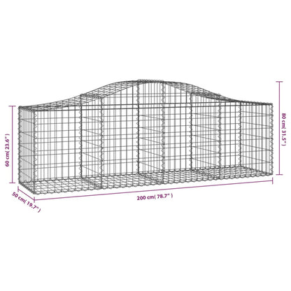 Cesti Gabbioni ad Arco 4 pz 200x50x60/80 cm Ferro Zincato - homemem39