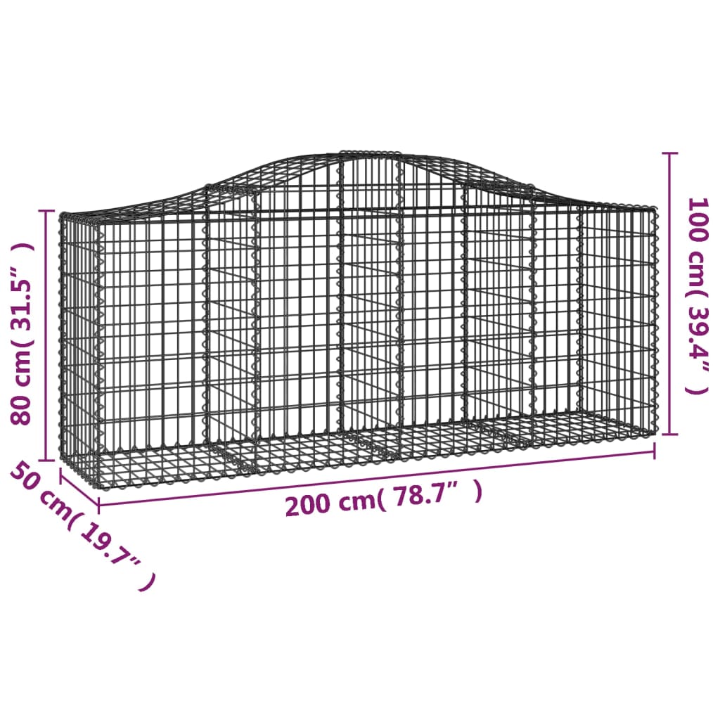 Cesti Gabbioni ad Arco 2 pz 200x50x80/100 cm Ferro Zincato - homemem39