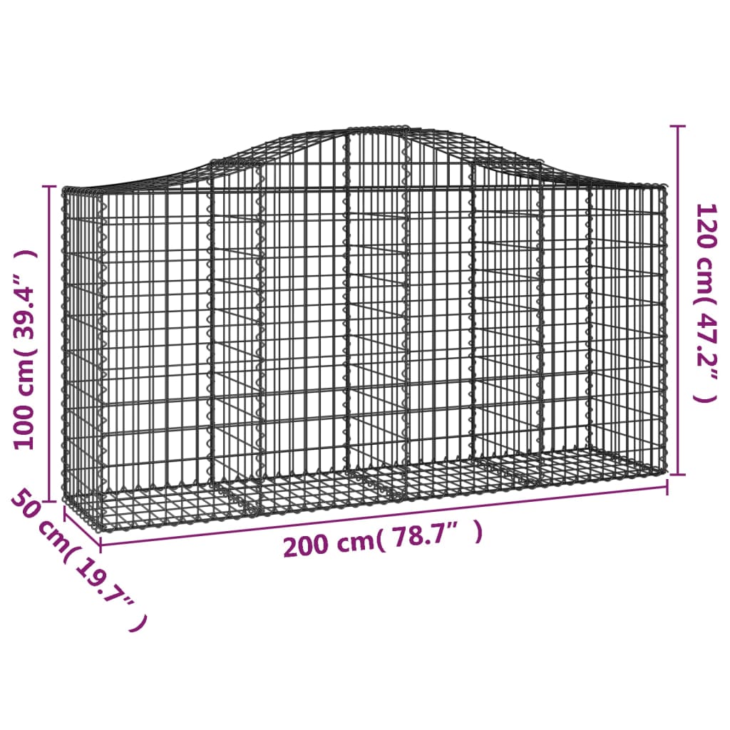 Cesti Gabbioni ad Arco 2 pz 200x50x100/120 cm Ferro Zincato - homemem39