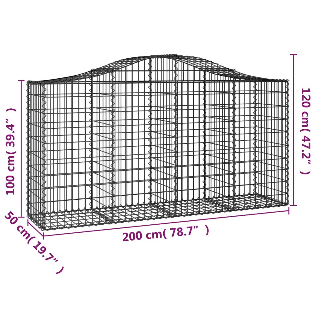 Cesti Gabbioni ad Arco 11 pz 200x50x100/120 cm Ferro Zincato - homemem39