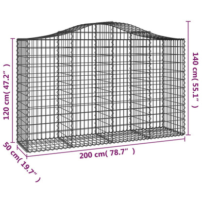 Cesti Gabbioni ad Arco 3 pz 200x50x120/140 cm Ferro Zincato - homemem39