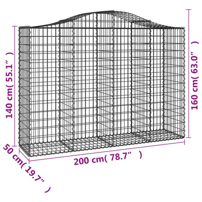 Cesti Gabbioni ad Arco 2 pz 200x50x140/160 cm Ferro Zincato - homemem39