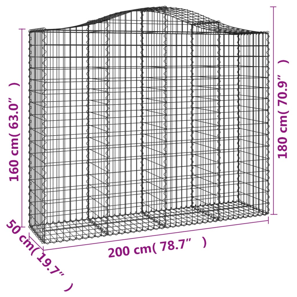 Cesti Gabbioni ad Arco 2 pz 200x50x160/180 cm Ferro Zincato - homemem39