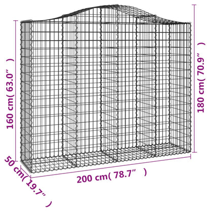 Cesti Gabbioni ad Arco 2 pz 200x50x160/180 cm Ferro Zincato - homemem39