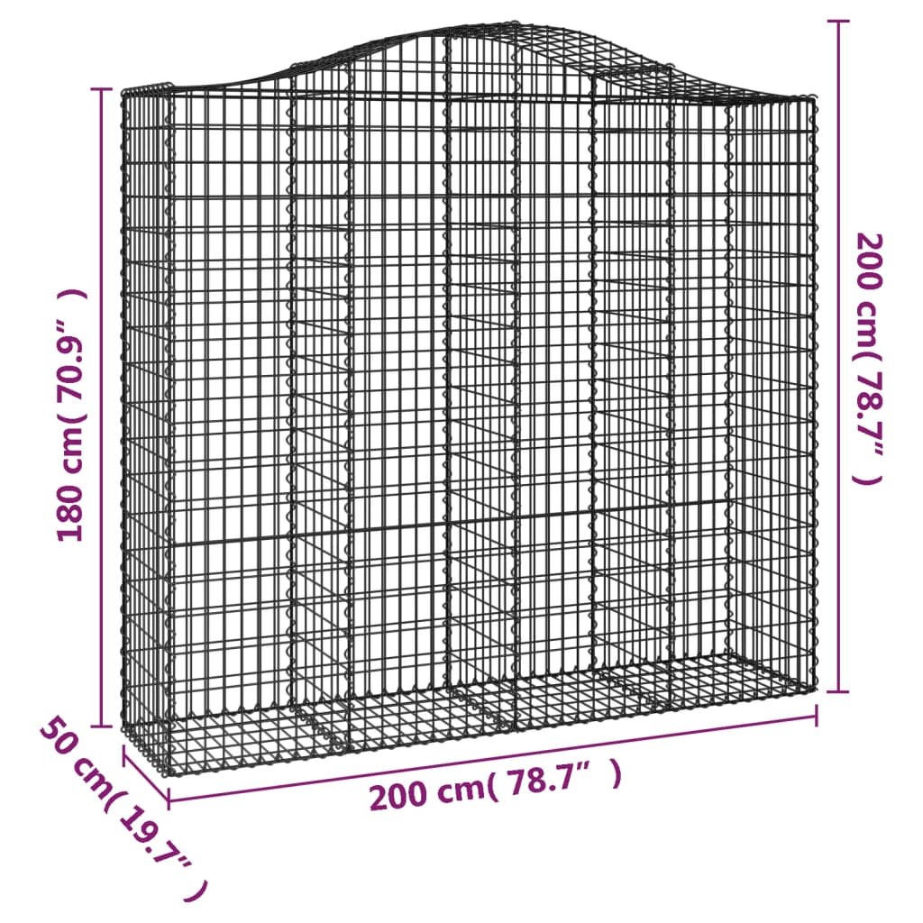 Cesti Gabbioni ad Arco 5 pz 200x50x180/200 cm Ferro Zincato - homemem39