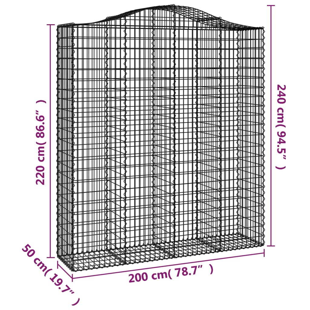 Cesti Gabbioni ad Arco 2 pz 200x50x220/240 cm Ferro Zincato - homemem39