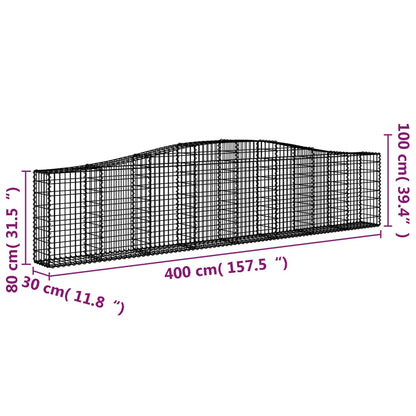 Cesti Gabbioni ad Arco 3 pz 400x30x80/100 cm Ferro Zincato - homemem39