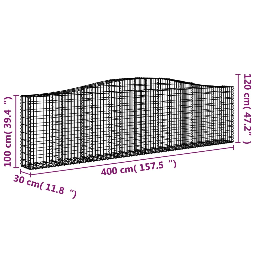 Cesti Gabbioni ad Arco 2pz 400x30x100/120 cm Ferro Zincato - homemem39