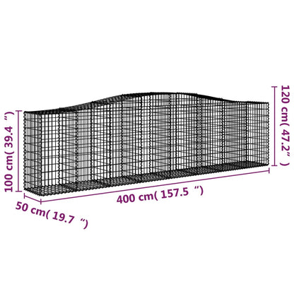 Cesti Gabbioni ad Arco 2 pz 400x50x100/120 cm Ferro Zincato - homemem39