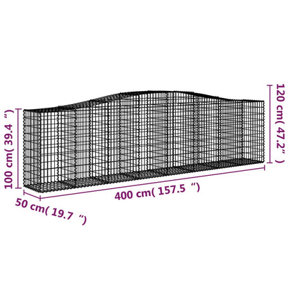 Cesti Gabbioni ad Arco 10 pz 400x50x100/120 cm Ferro Zincato - homemem39