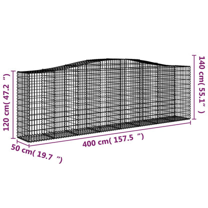 Cesti Gabbioni ad Arco 4 pz 400x50x120/140 cm Ferro Zincato - homemem39