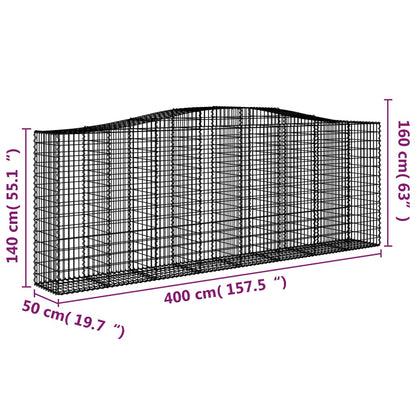 Cesti Gabbioni ad Arco 6 pz 400x50x140/160 cm Ferro Zincato - homemem39