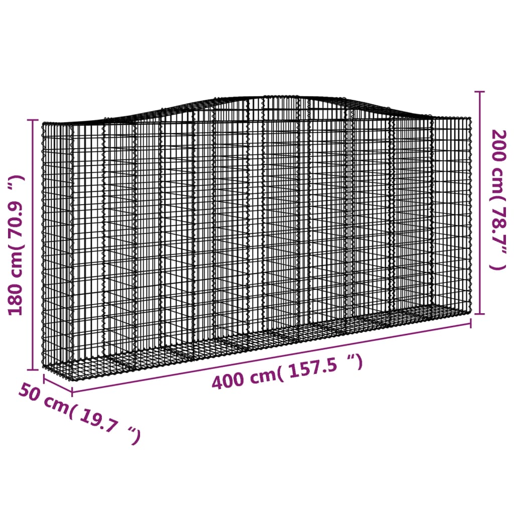 Cesti Gabbioni ad Arco 2 pz 400x50x180/200 cm Ferro Zincato - homemem39