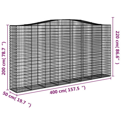 Cesti Gabbioni ad Arco 2 pz 400x50x200/220 cm Ferro Zincato - homemem39