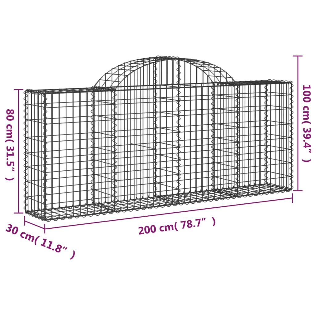 Cesti Gabbioni ad Arco 12 pz 200x30x80/100 cm Ferro Zincato - homemem39