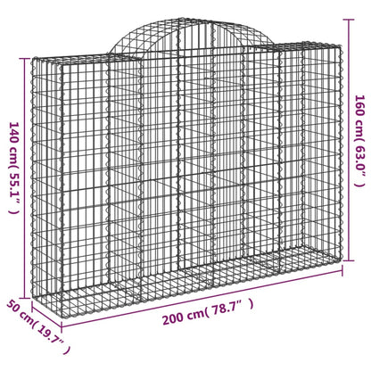 Cesti Gabbioni ad Arco 3 pz 200x50x140/160 cm Ferro Zincato - homemem39