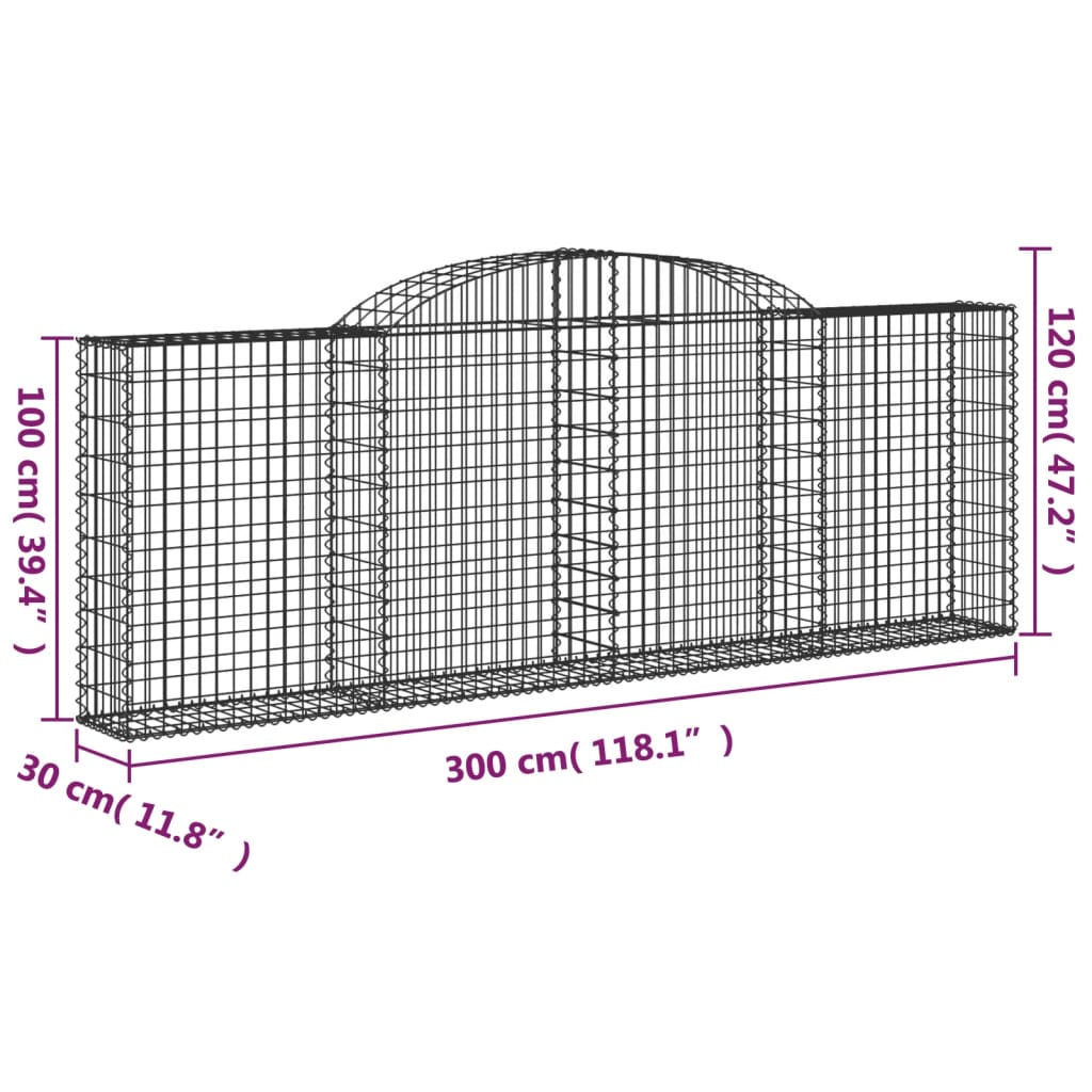 Cesti Gabbioni ad Arco 2 pz 300x30x100/120 cm Ferro Zincato - homemem39