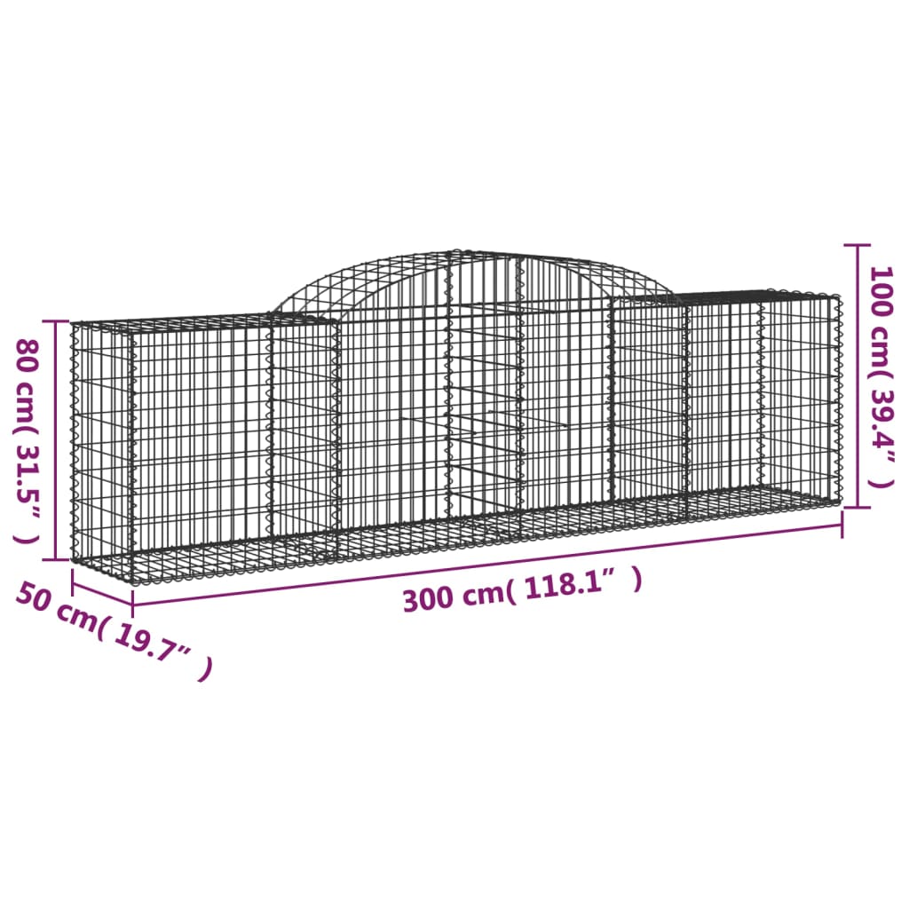 Cesti Gabbioni ad Arco 3 pz 300x50x80/100 cm Ferro Zincato - homemem39