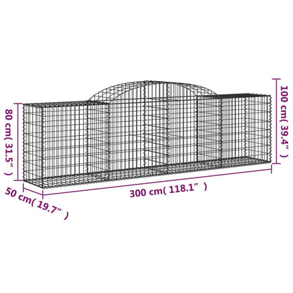 Cesti Gabbioni ad Arco 3 pz 300x50x80/100 cm Ferro Zincato - homemem39