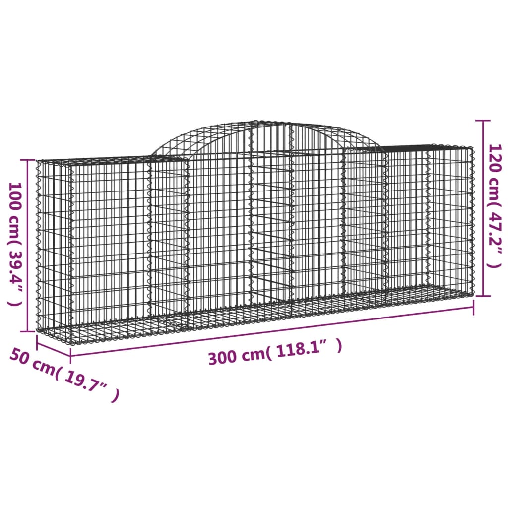 Cesti Gabbioni ad Arco 2 pz 300x50x100/120 cm Ferro Zincato - homemem39