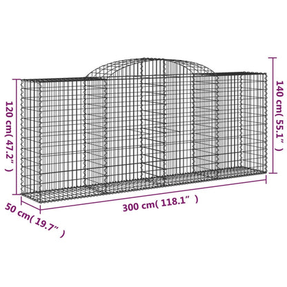 Cesti Gabbioni ad Arco 3 pz 300x50x120/140 cm Ferro Zincato - homemem39