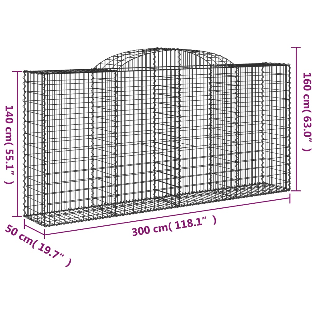 Cesti Gabbioni ad Arco 4 pz 300x50x140/160 cm Ferro Zincato - homemem39