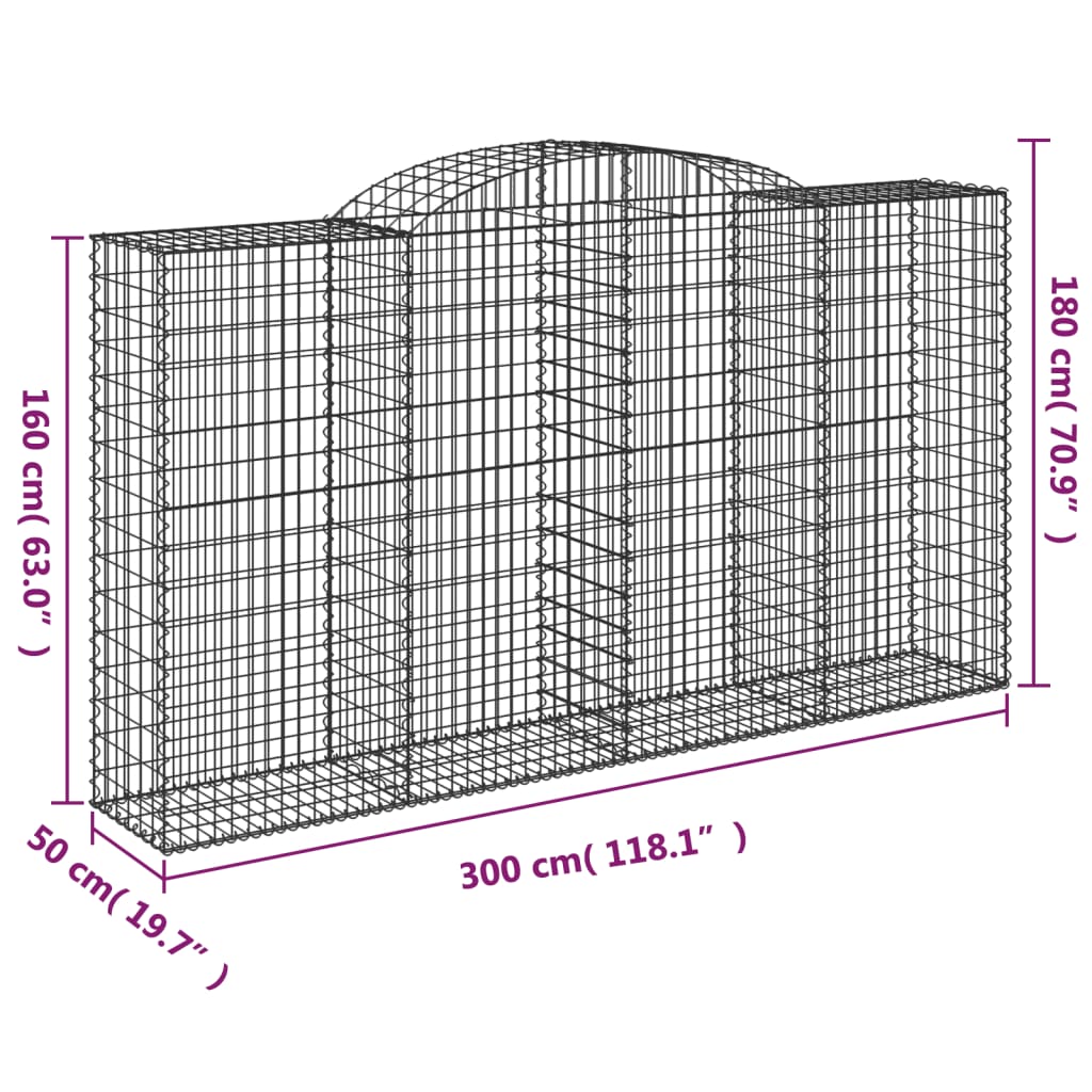 Cesti Gabbioni ad Arco 4 pz 300x50x160/180 cm Ferro Zincato - homemem39