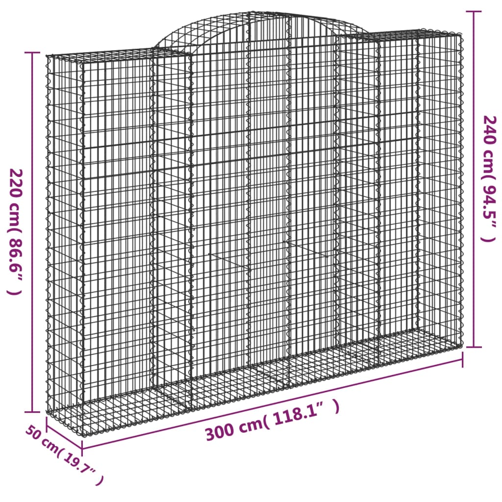 Cesti Gabbioni ad Arco 4 pz 300x50x220/240 cm Ferro Zincato - homemem39